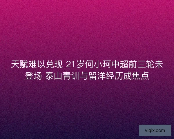 天赋难以兑现 21岁何小珂中超前三轮未登场 泰山青训与留洋经历成焦点